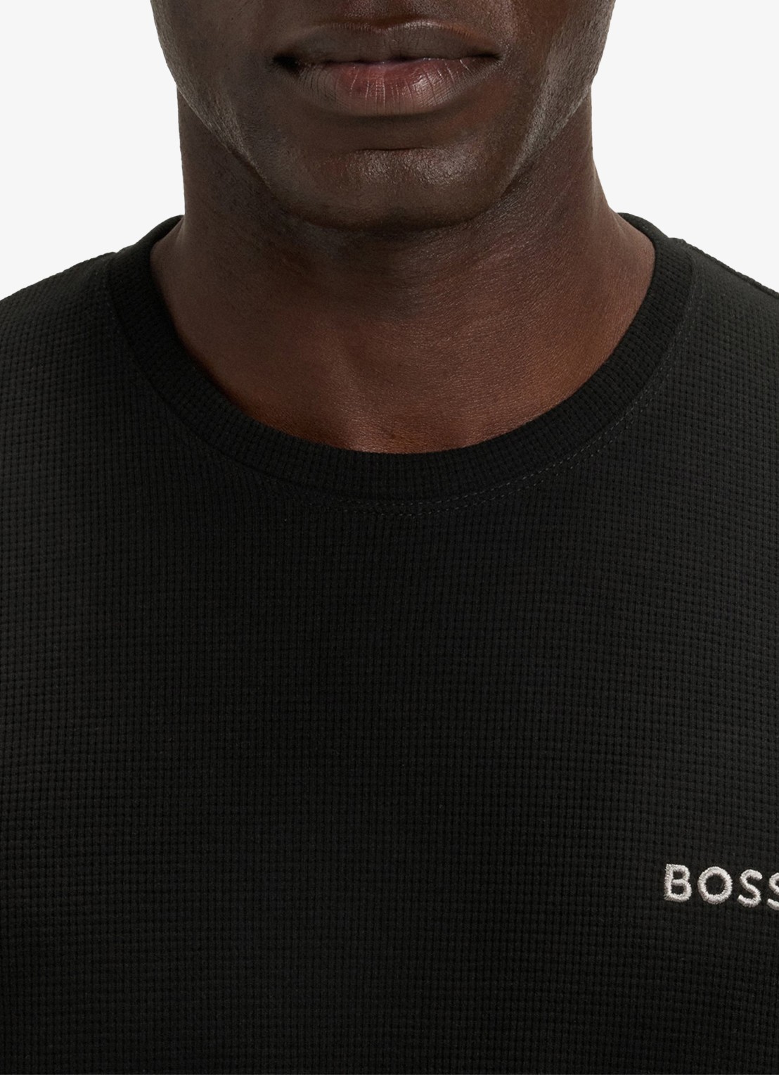 BOSS Pyjamashirt van een katoenmix met logostiksel - detail 5 zwart
