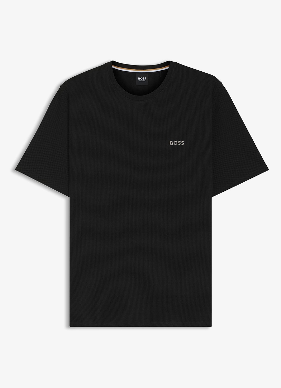 BOSS Pyjamashirt van een katoenmix met logostiksel - voorkant 2 zwart