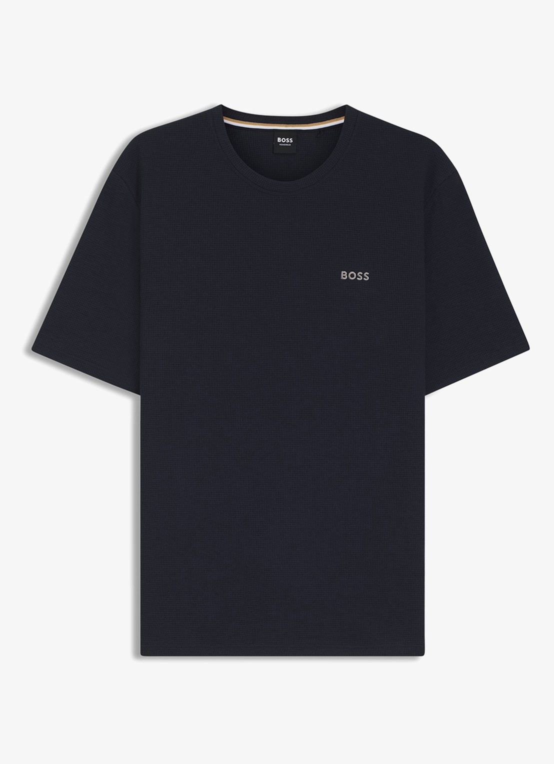 BOSS Pyjamashirt van een katoenmix met logostiksel - voorkant 3 dark blue-403 / blauw