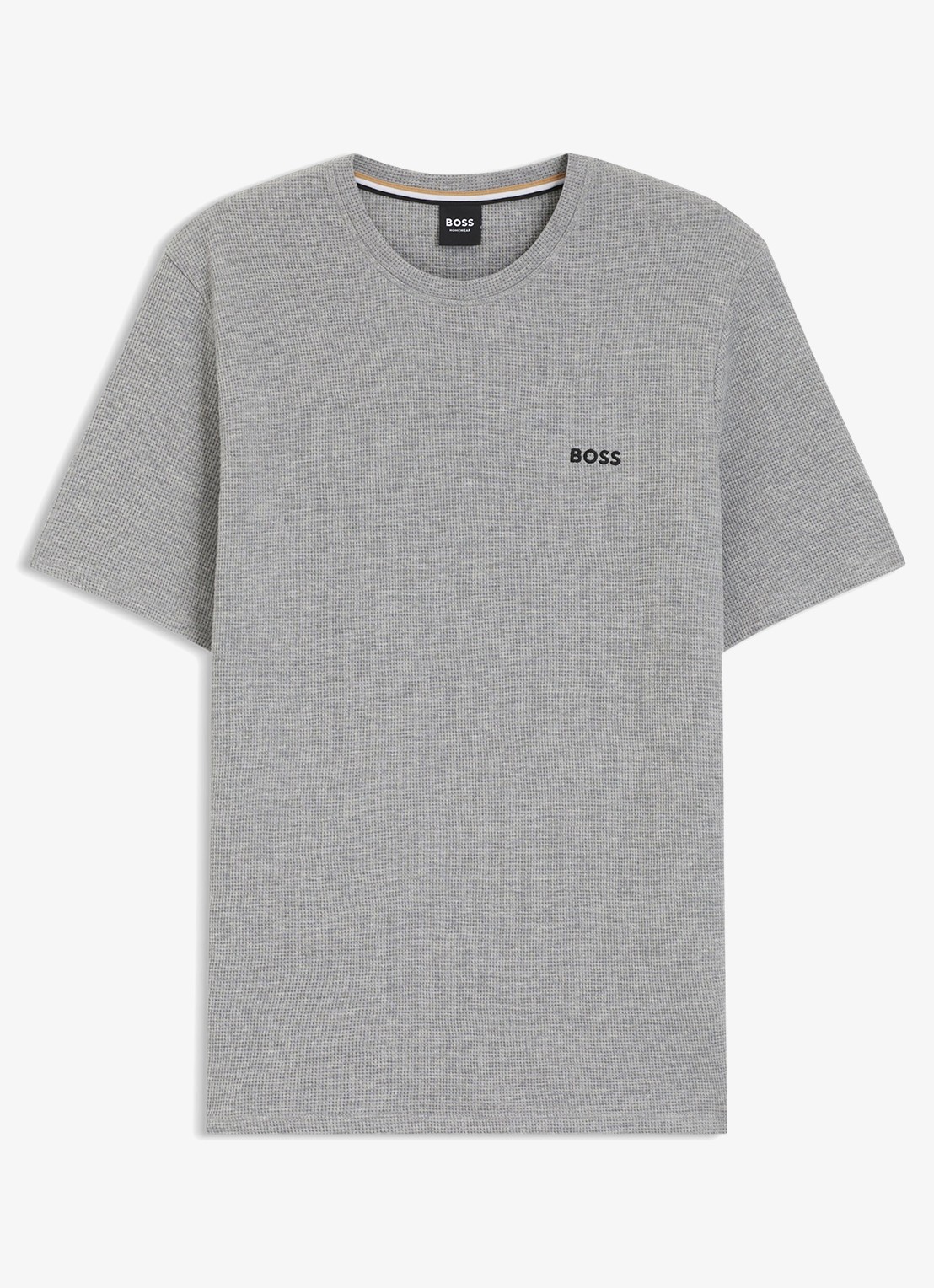 BOSS Pyjamashirt van een katoenmix met logostiksel - voorkant 4 medium grey-033 / grijs