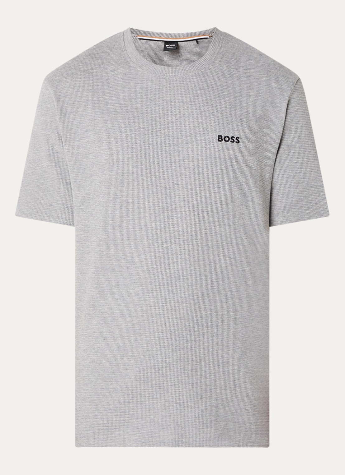 BOSS Pyjamashirt van een katoenmix met logostiksel - voorkant 6 medium grey-033 / grijs