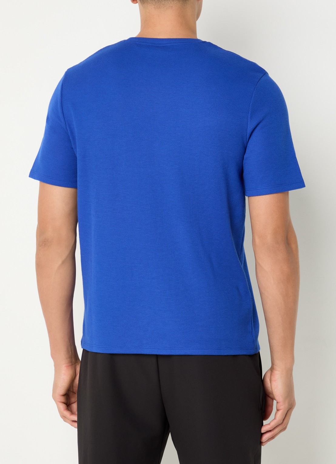 BOSS Pyjamashirt van een katoenmix met logostiksel - achterkant 3 bright blue-430 / blauw