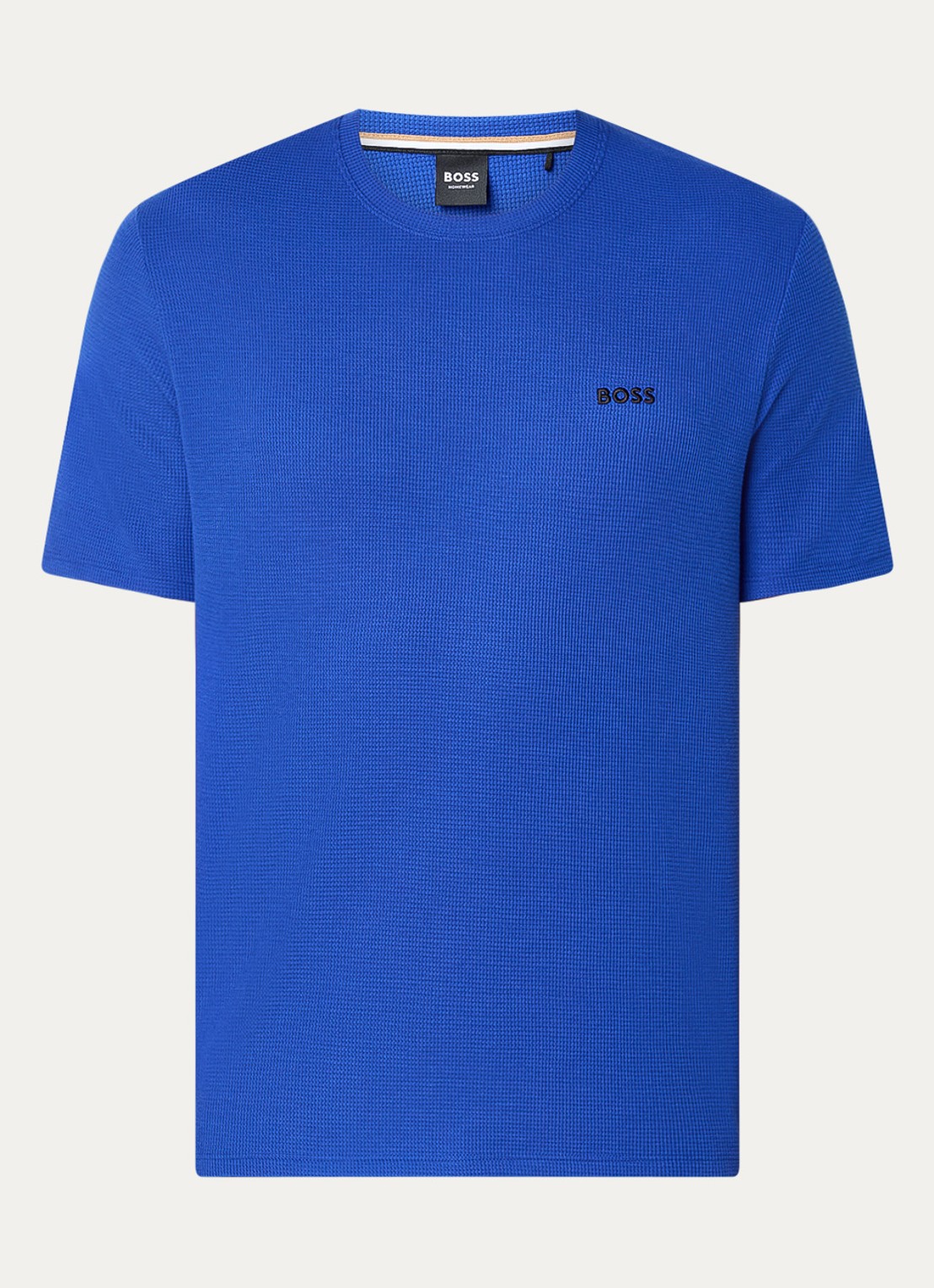 BOSS Pyjamashirt van een katoenmix met logostiksel - voorkant bright blue-430 / blauw