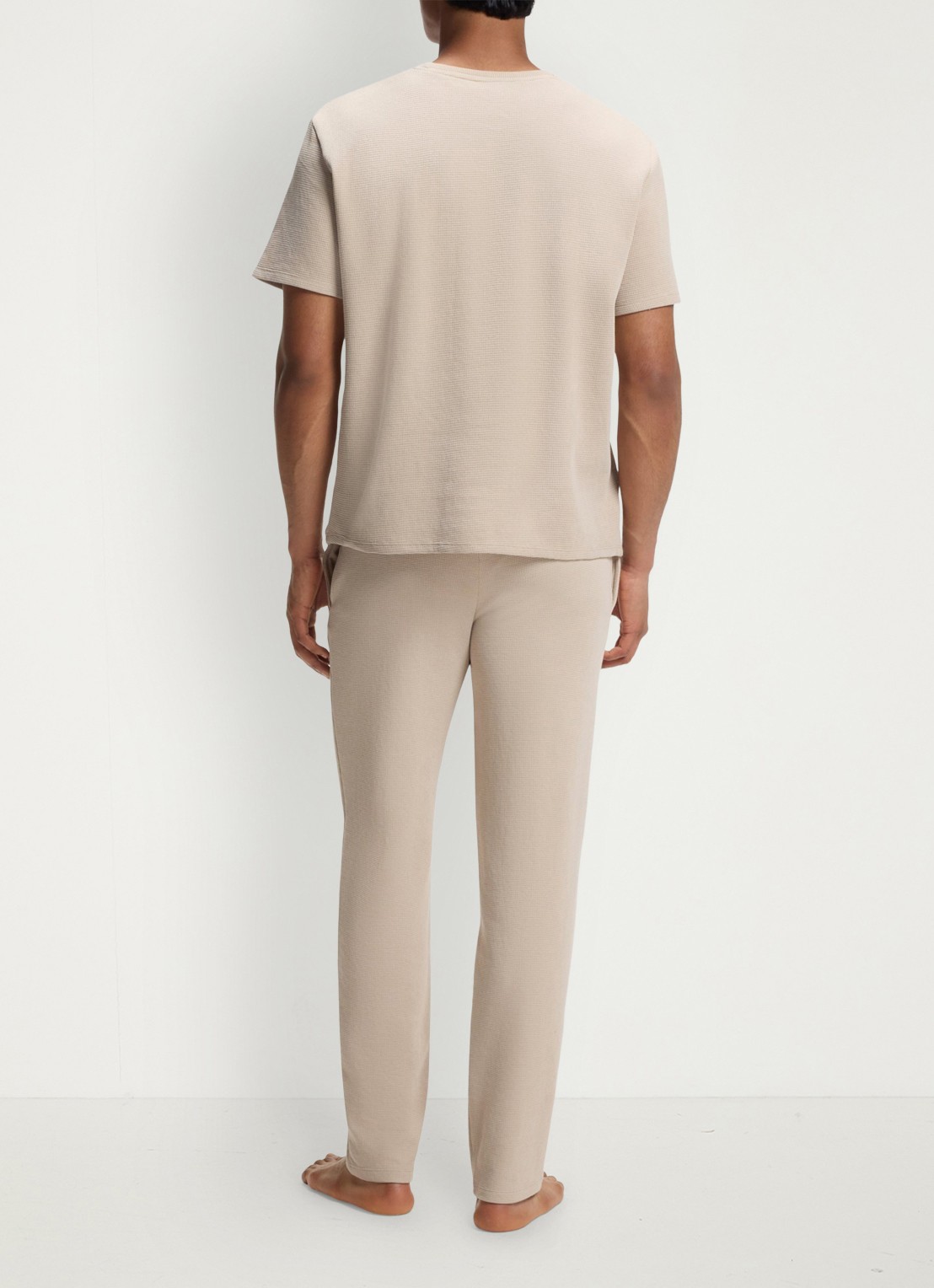 BOSS Pyjamashirt van een katoenmix met logostiksel - achterkant 5 beige