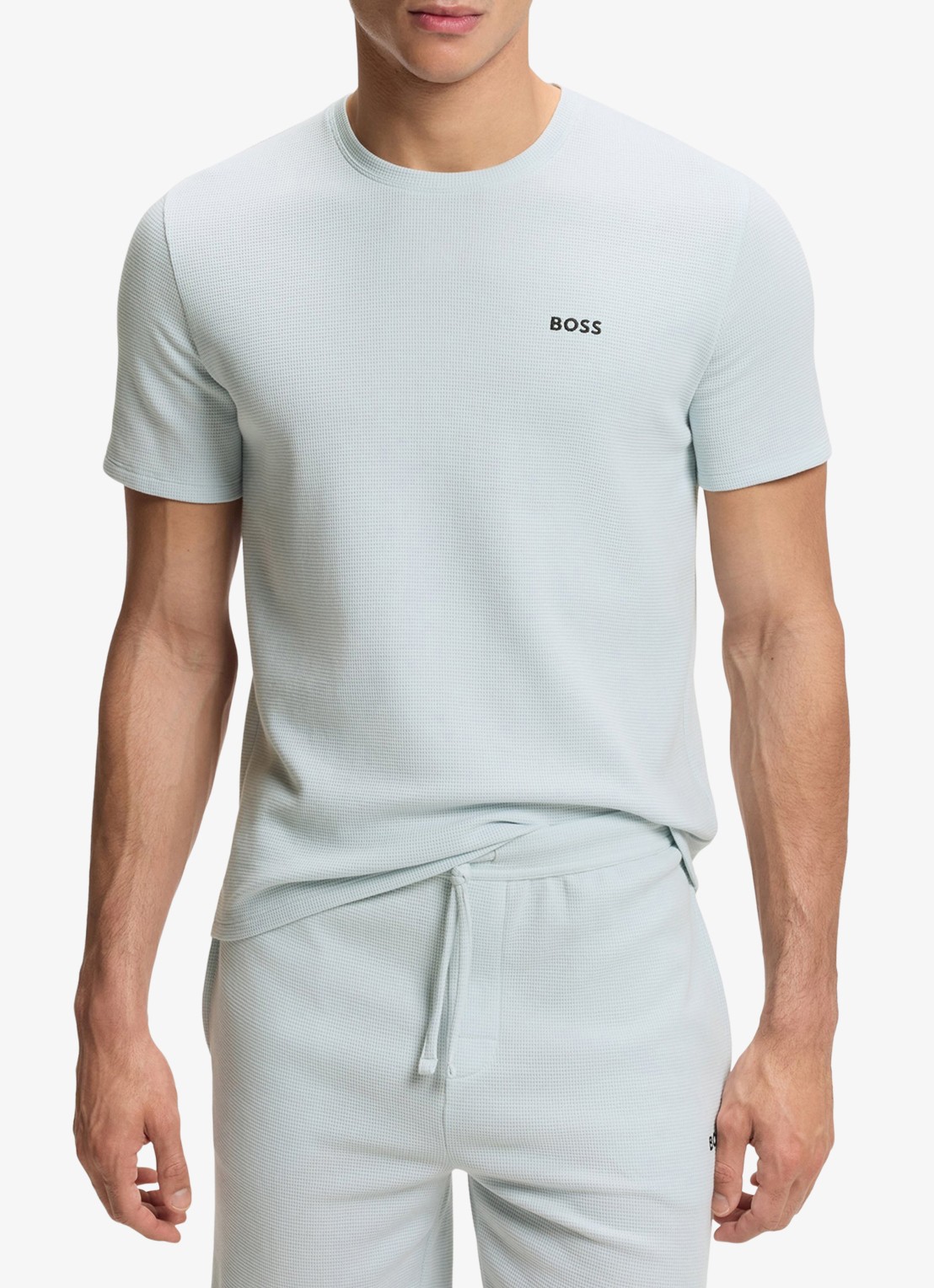 BOSS Pyjamashirt van een katoenmix met logostiksel - detail 4 open blue-499 / blauw