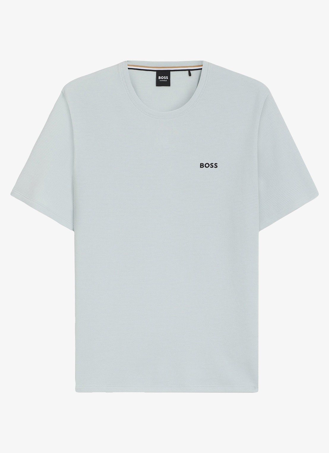 BOSS Pyjamashirt van een katoenmix met logostiksel - voorkant 2 open blue-499 / blauw