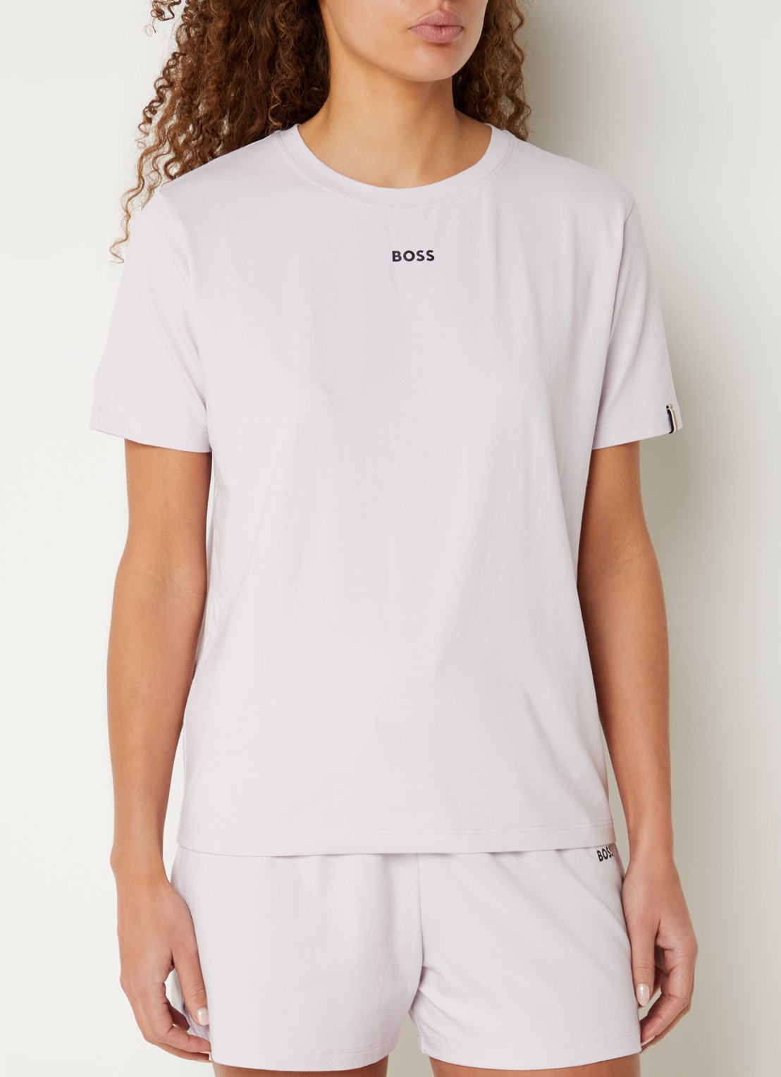 BOSS Pyjamashirt van stretchkatoen met logoprint - detail 2 light/pastel purple-530 / paars