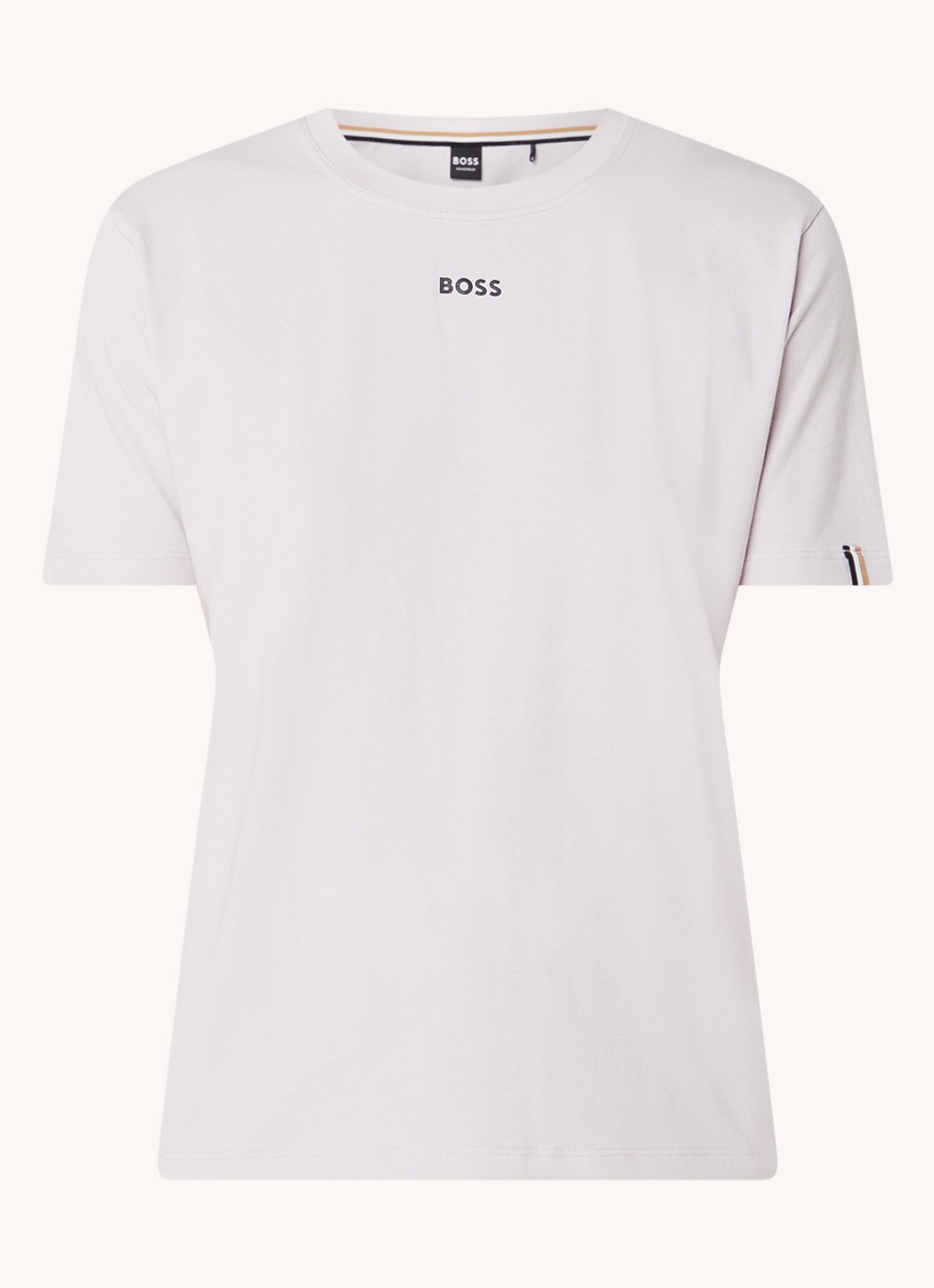 BOSS Pyjamashirt van stretchkatoen met logoprint - voorkant 3 light/pastel purple-530 / paars