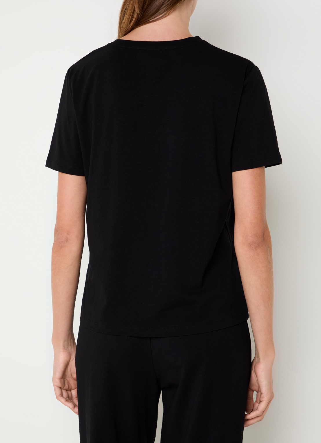 BOSS Pyjamashirt van stretchkatoen met logoprint - achterkant 4 black-001 / zwart