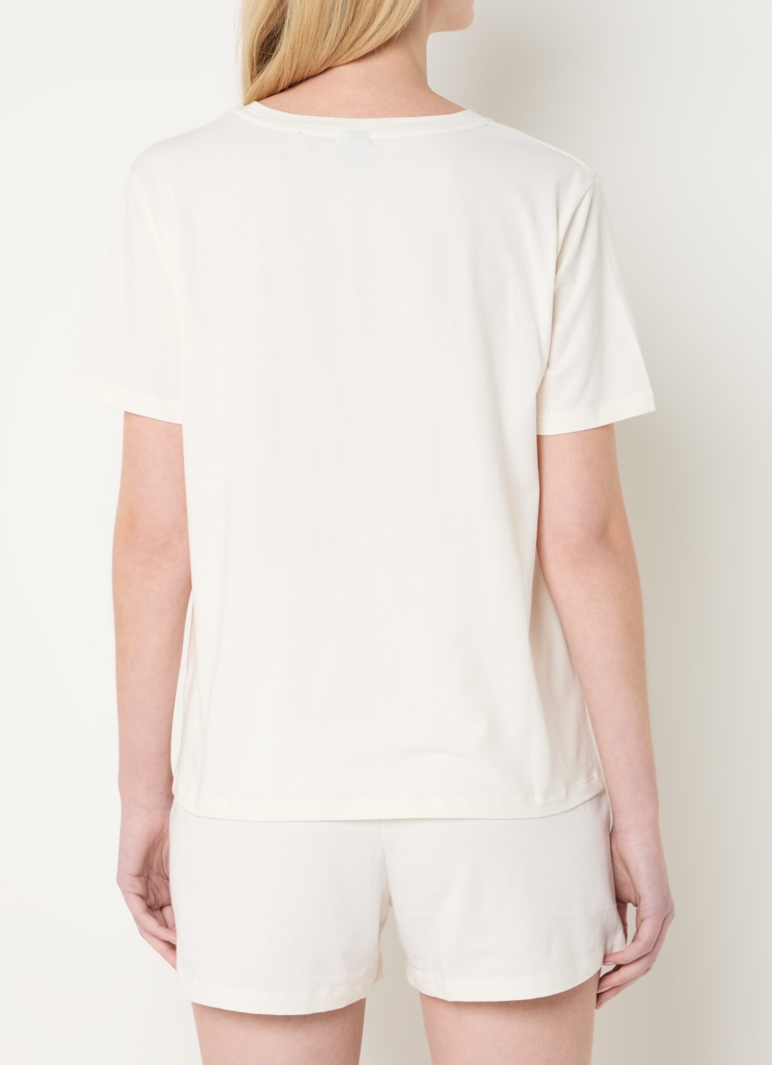 BOSS Pyjamashirt van stretchkatoen met logoprint - achterkant open white-119 / wit