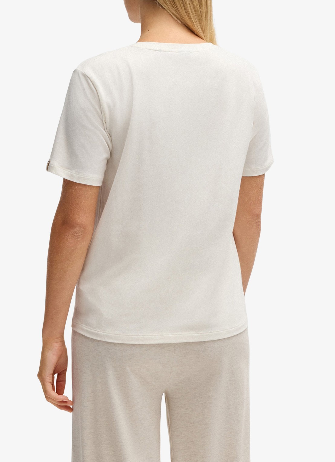 BOSS Pyjamashirt van stretchkatoen met logoprint - achterkant 2 open white-119 / wit