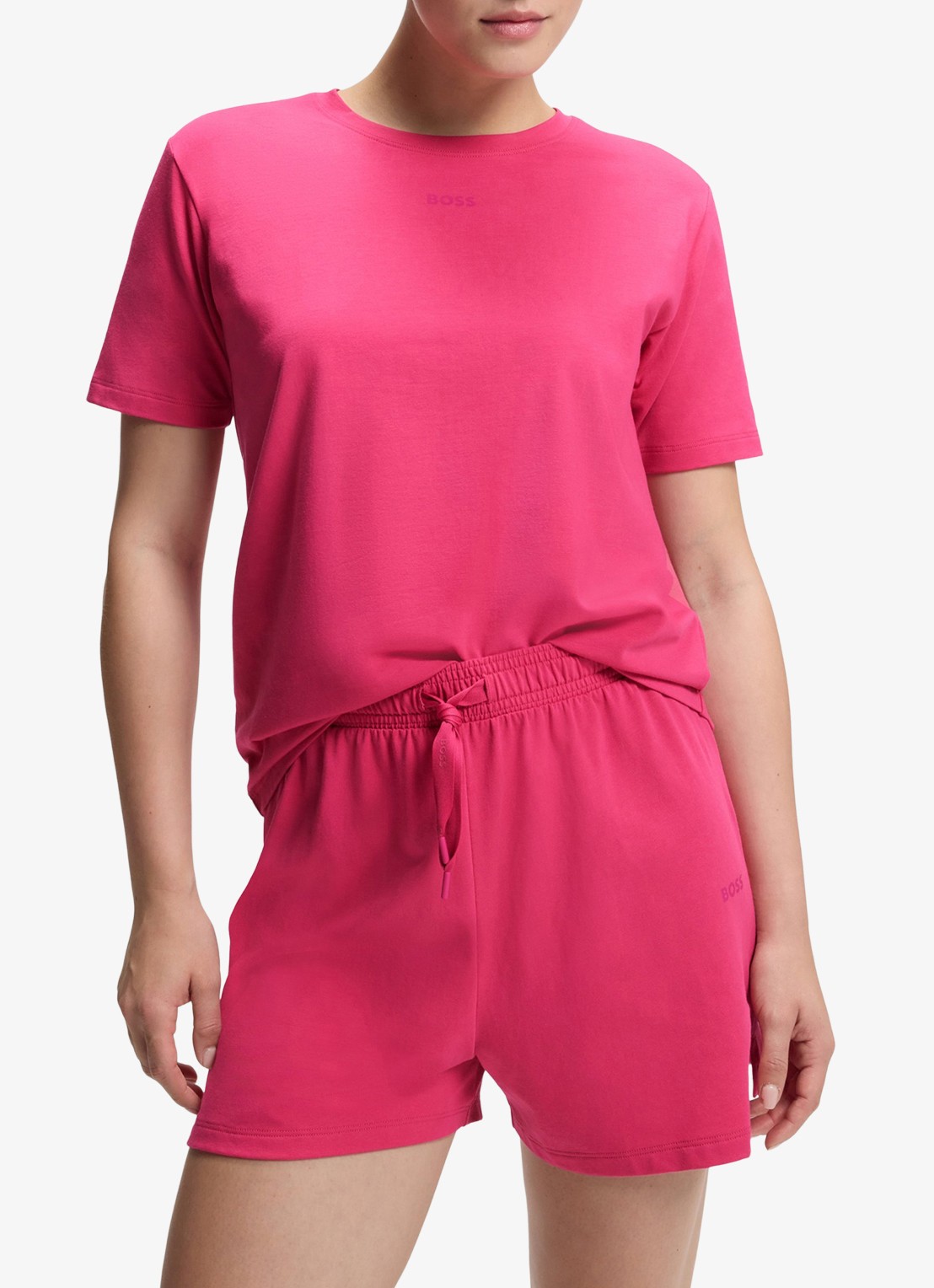 BOSS Pyjamashirt van stretchkatoen met logoprint - detail medium pink-661 / roze