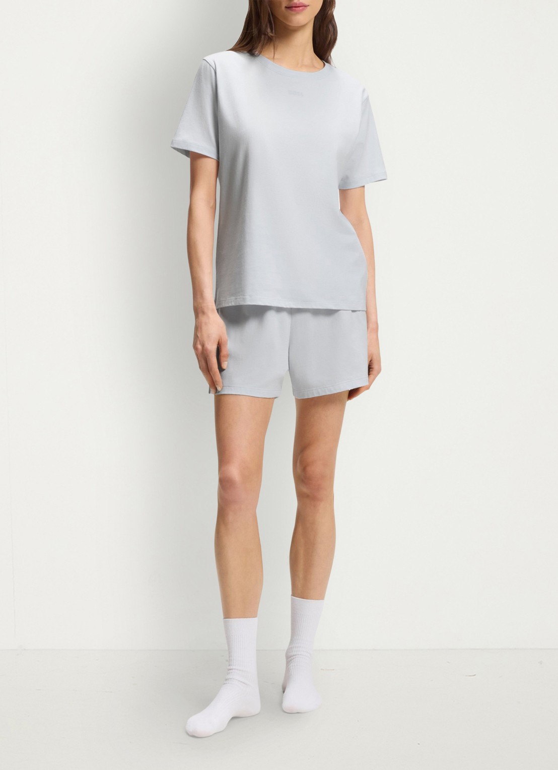 BOSS Pyjamashirt van stretchkatoen met logoprint - voorkant 3 light/pastel purple-531 / paars