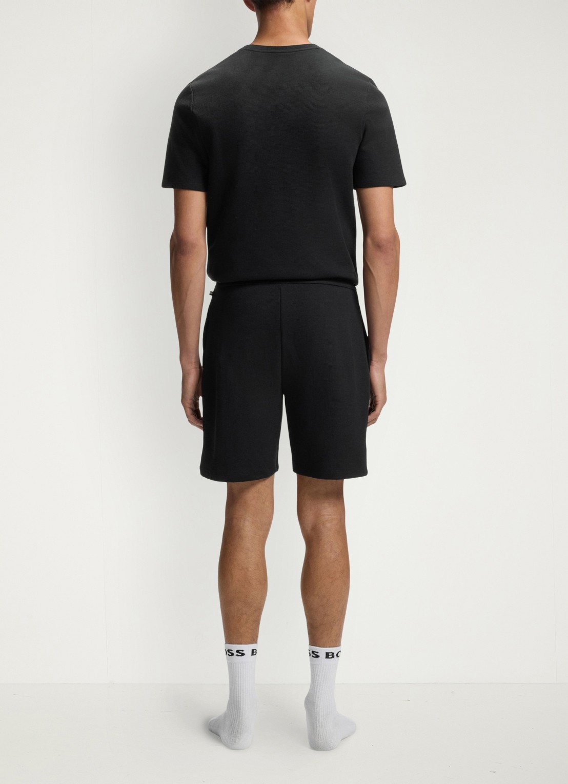 BOSS Pyjamashort van een katoenmix met logostiksel - achterkant 7 black-001 / zwart