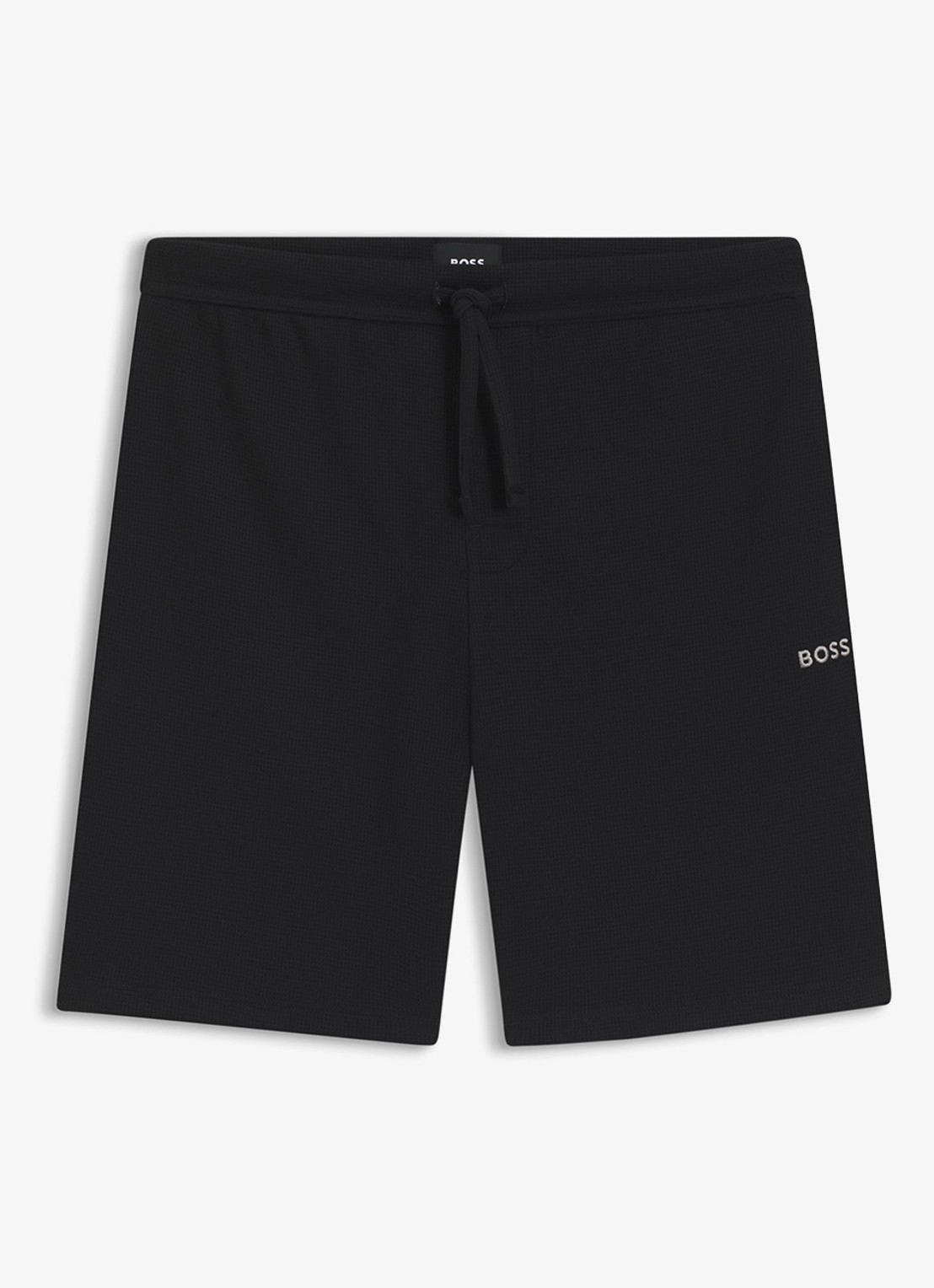 BOSS Pyjamashort van een katoenmix met logostiksel - voorkant 4 black-001 / zwart