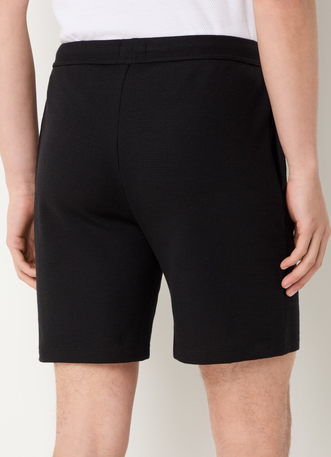 BOSS Pyjamashort van een katoenmix met logostiksel - achterkant 8 black-001 / zwart