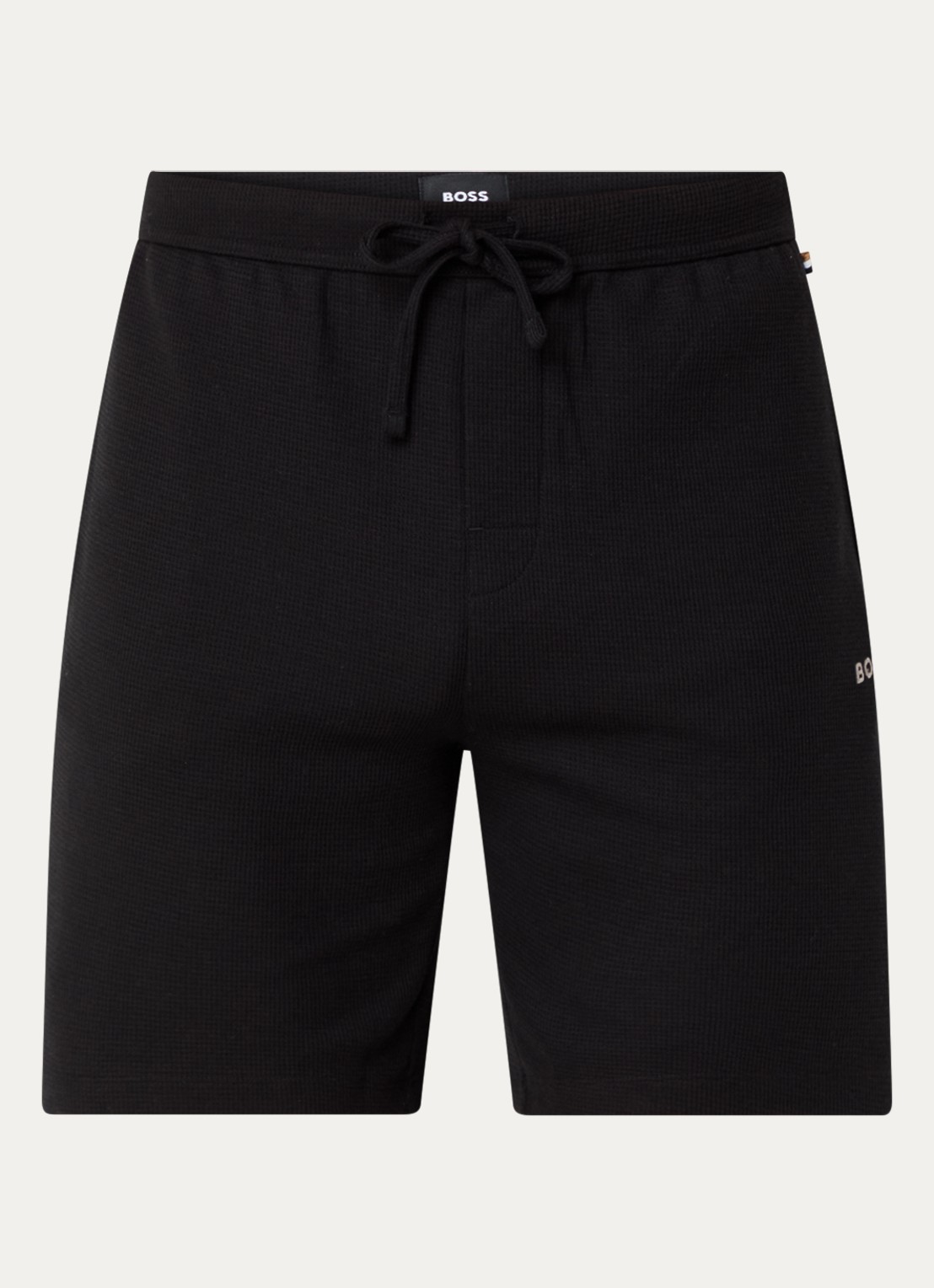 BOSS Pyjamashort van een katoenmix met logostiksel - voorkant 6 black-001 / zwart