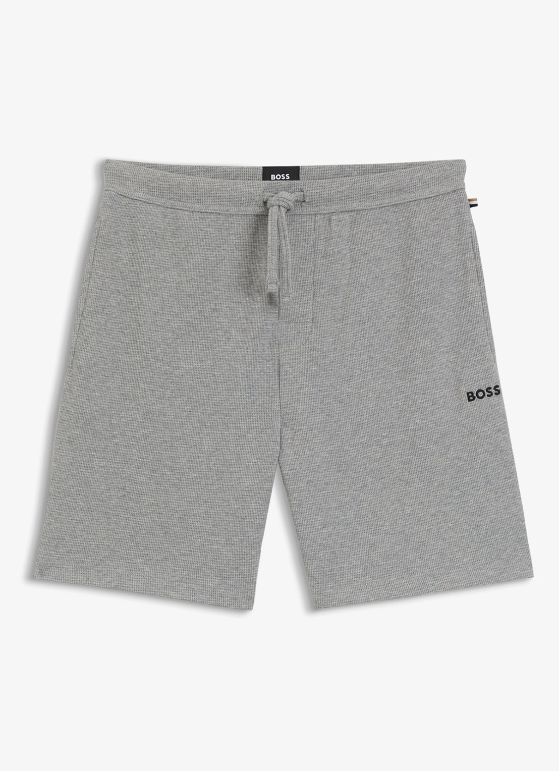 BOSS Pyjamashort van een katoenmix met logostiksel - voorkant 3 medium grey-033 / grijs