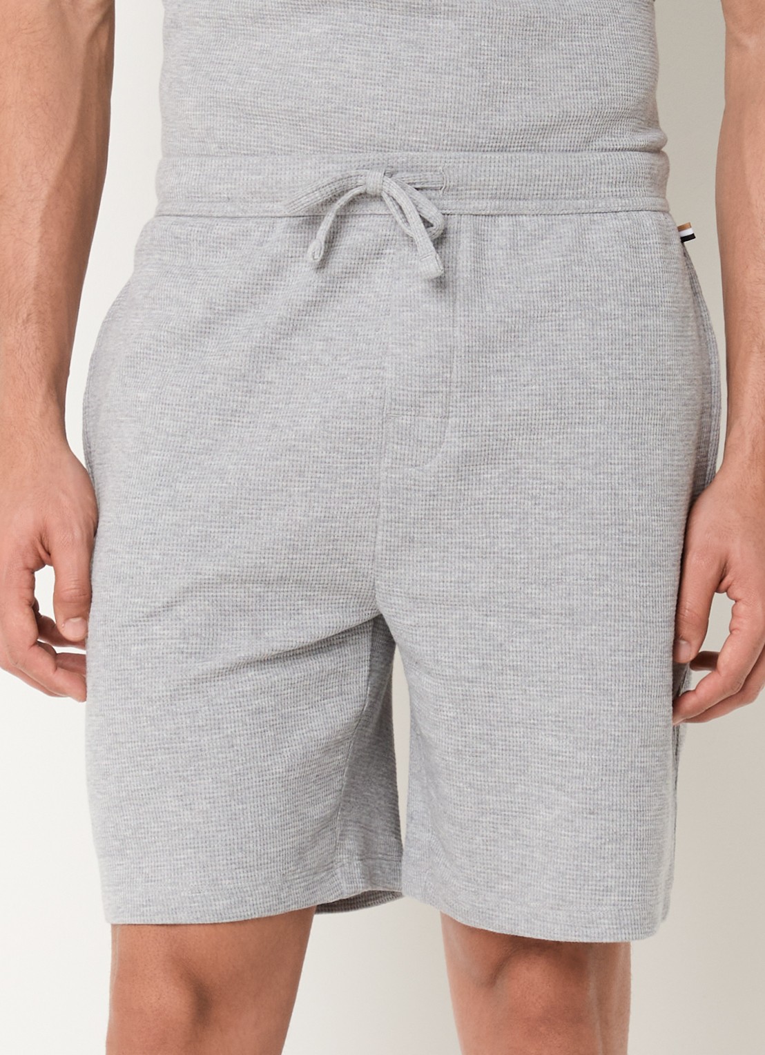 BOSS Pyjamashort van een katoenmix met logostiksel - detail 8 medium grey-033 / grijs