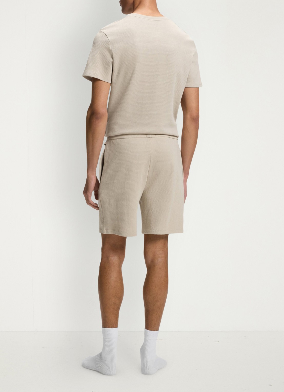 BOSS Pyjamashort van een katoenmix met logostiksel - achterkant 3 light beige-275 / beige