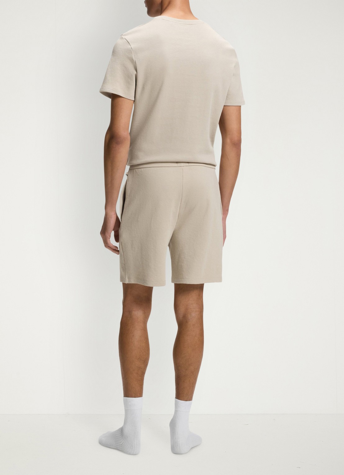 BOSS Pyjamashort van een katoenmix met logostiksel - achterkant 3 light beige-275 / beige