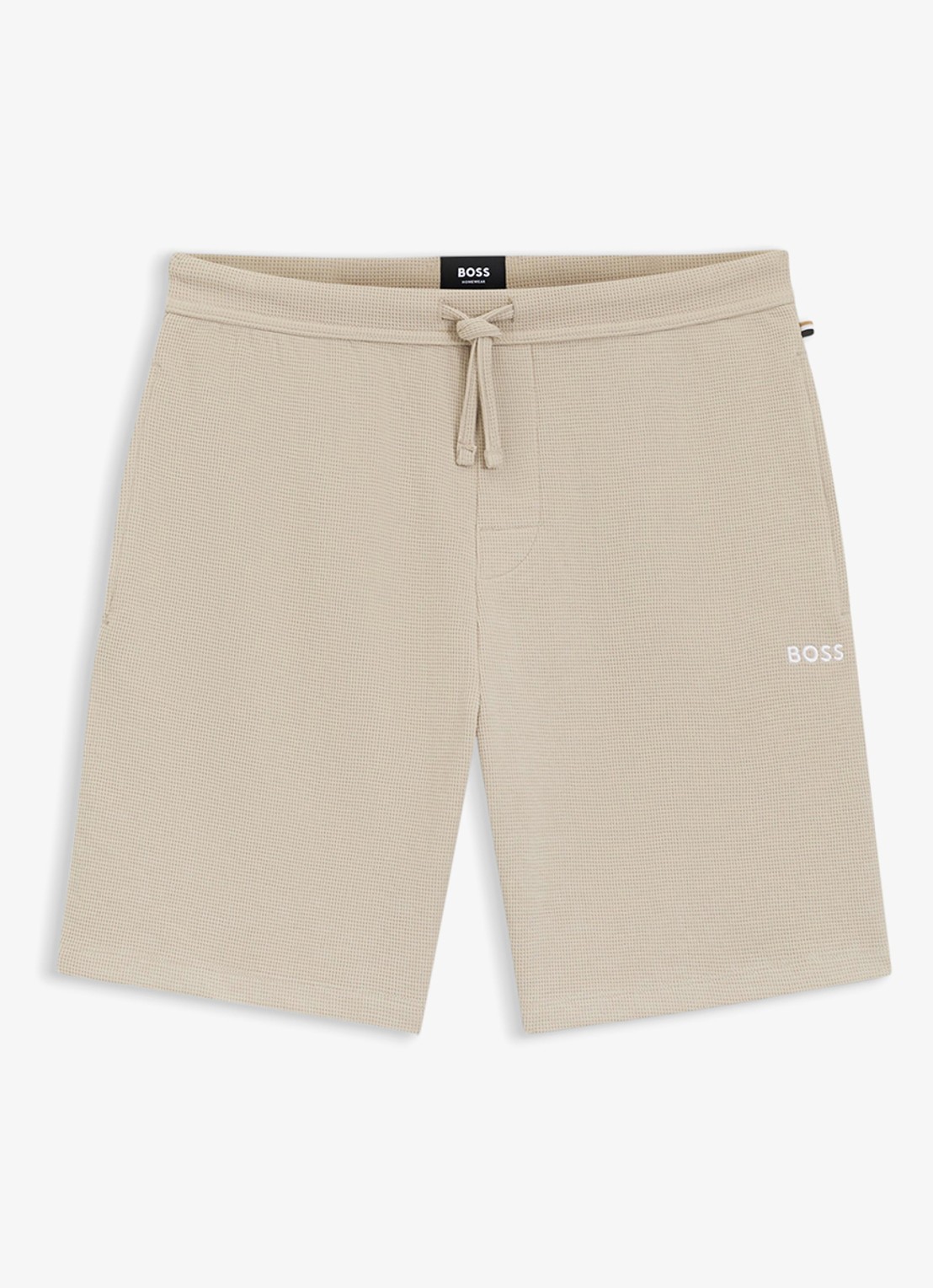 BOSS Pyjamashort van een katoenmix met logostiksel - voorkant light beige-275 / beige