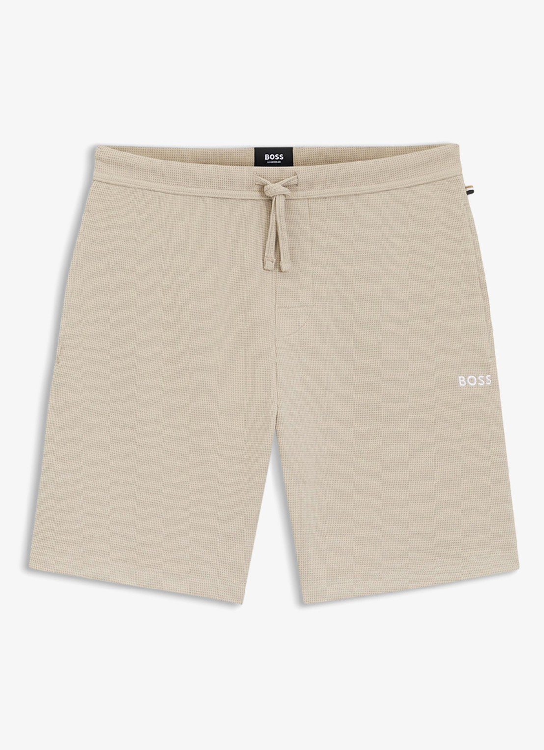 BOSS Pyjamashort van een katoenmix met logostiksel - voorkant light beige-275 / beige