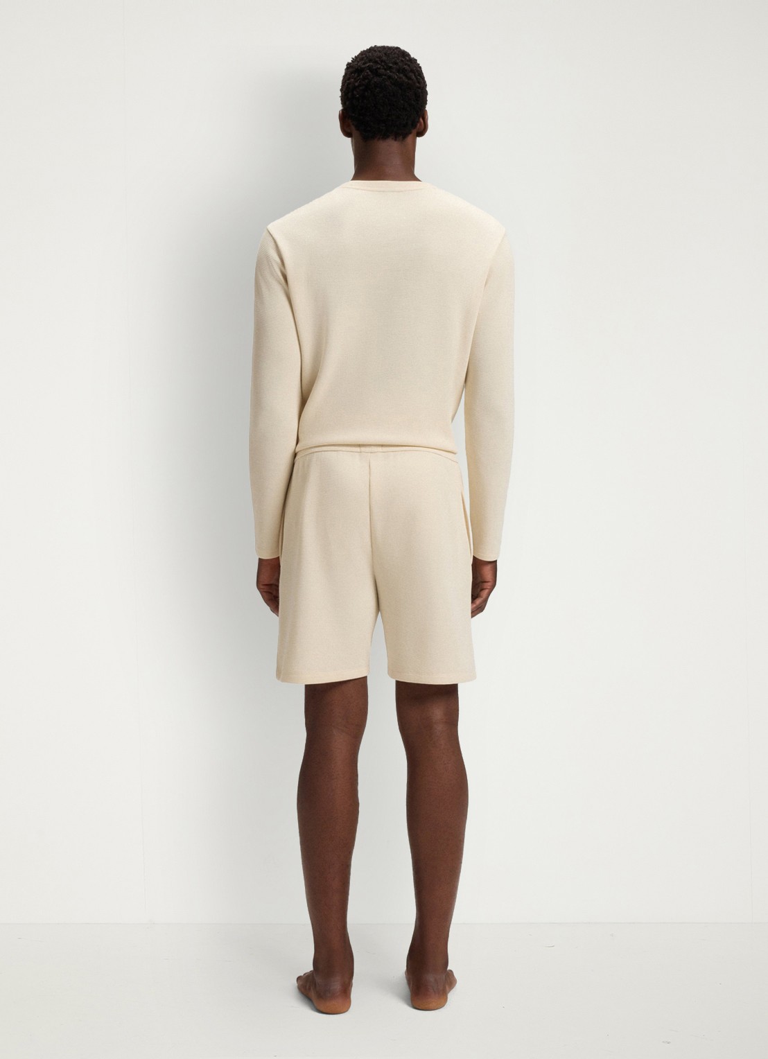 BOSS Pyjamashort van een katoenmix met logostiksel - achterkant 5 open white-131 / wit