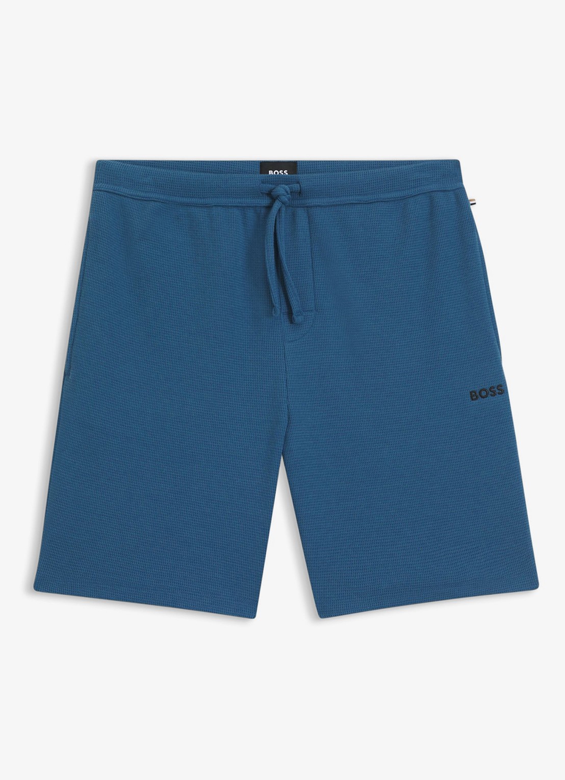 BOSS Pyjamashort van een katoenmix met logostiksel - voorkant 3 open blue-462 / blauw