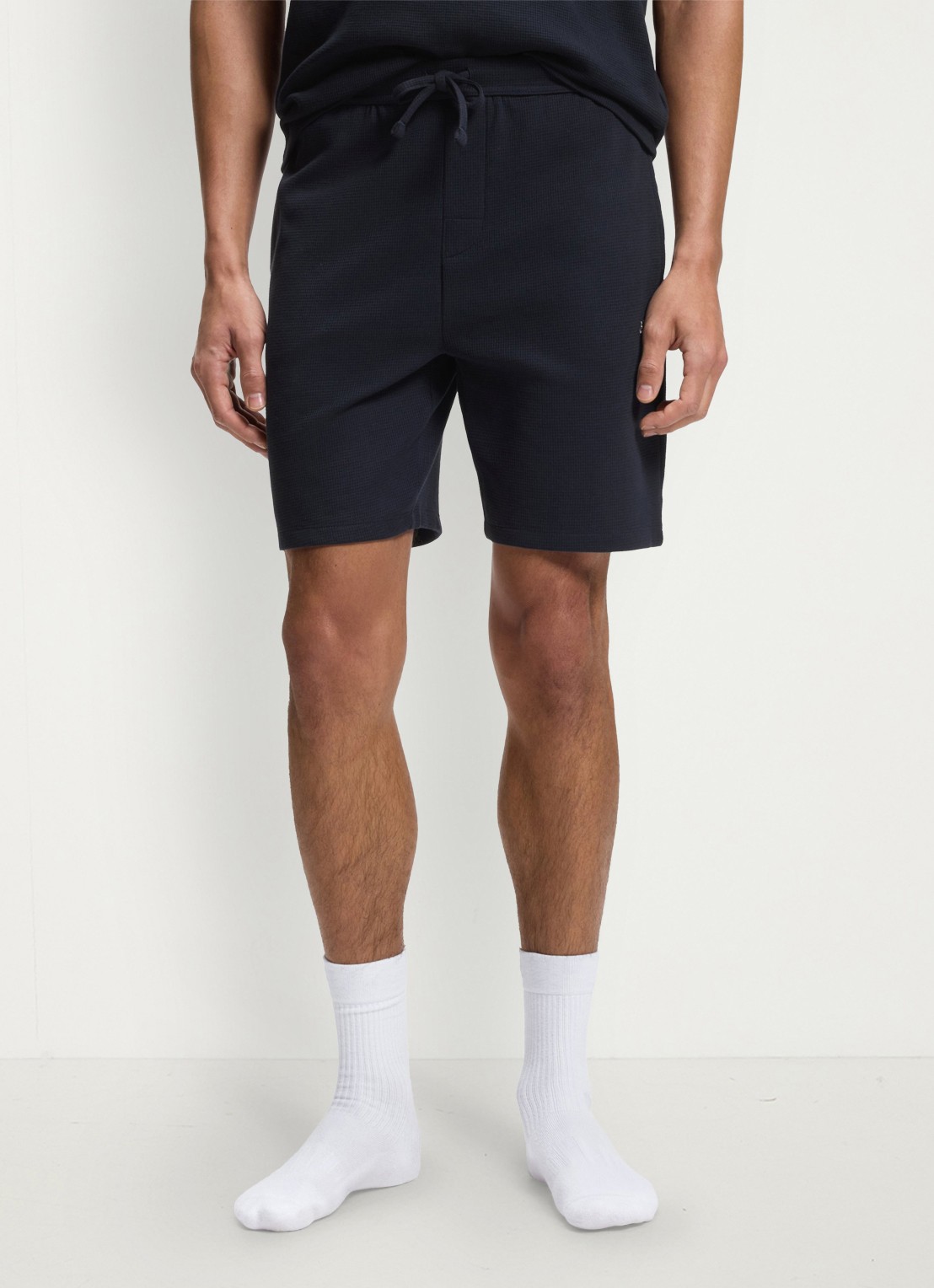 BOSS Pyjamashort van een katoenmix met logostiksel - detail dark blue-403 / blauw