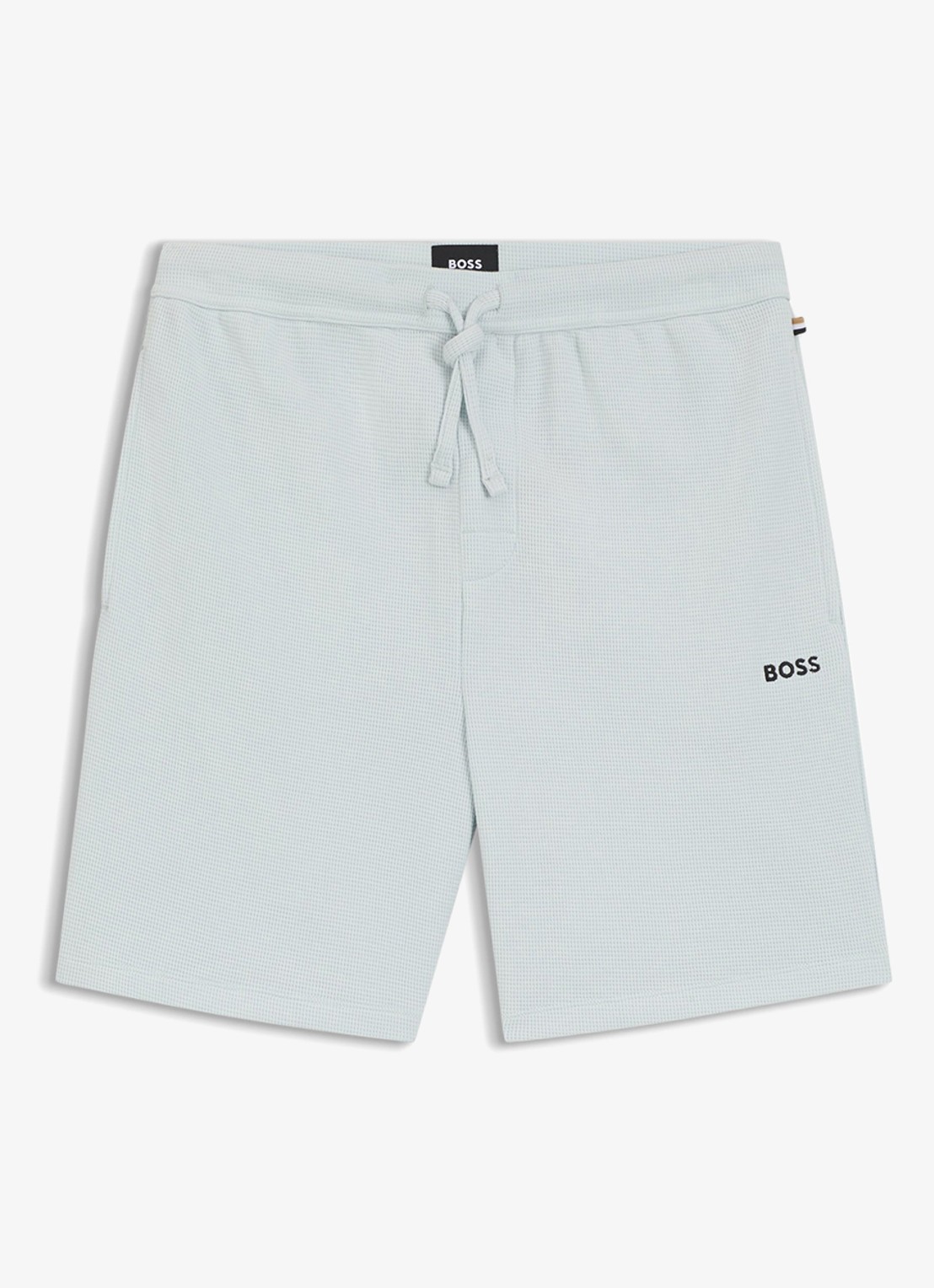 BOSS Pyjamashort van een katoenmix met logostiksel - voorkant 2 open blue-499 / blauw