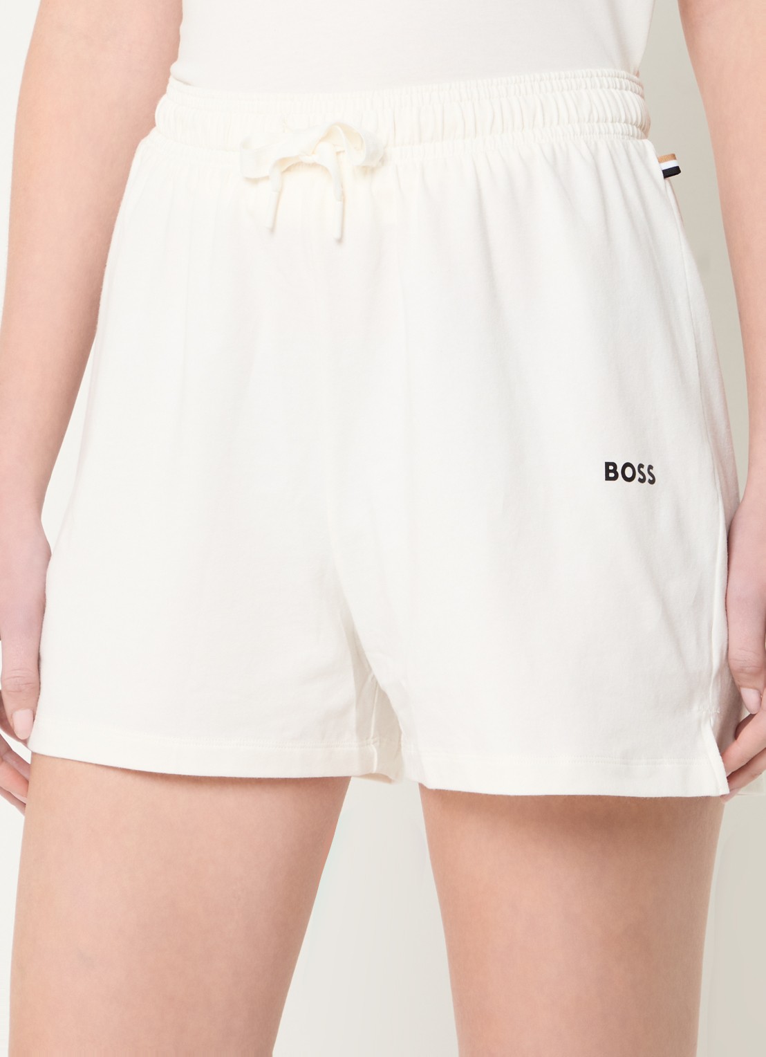 BOSS Pyjamashort van stretchkatoen met logokoorden - detail 6 open white-119 / wit