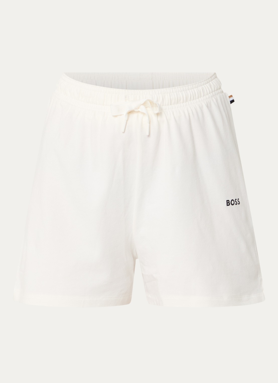 BOSS Pyjamashort van stretchkatoen met logokoorden - voorkant 3 open white-119 / wit
