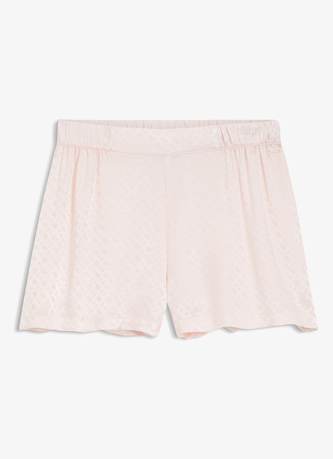 BOSS Pyjamashorts van satijn met monogramjacquard - voorkant 4 lichtroze