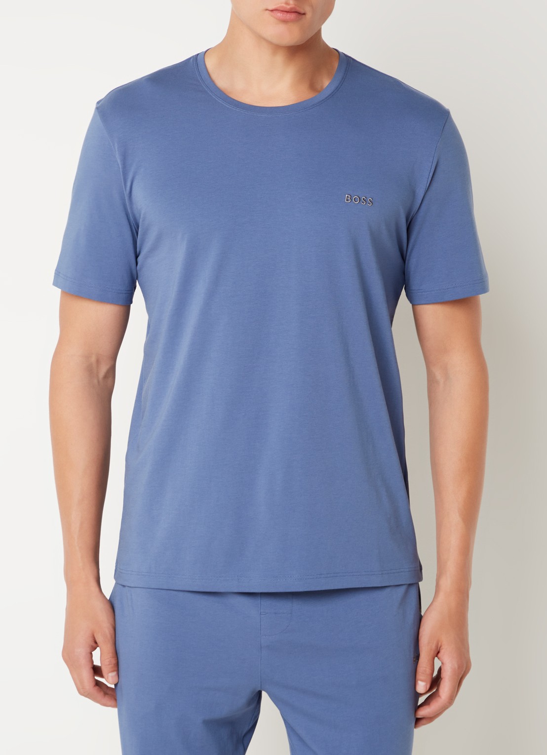 BOSS Pyjamatop met logo - detail blauw