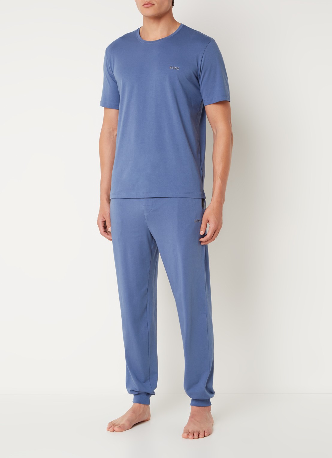 BOSS Pyjamatop met logo - voorkant 3 blauw