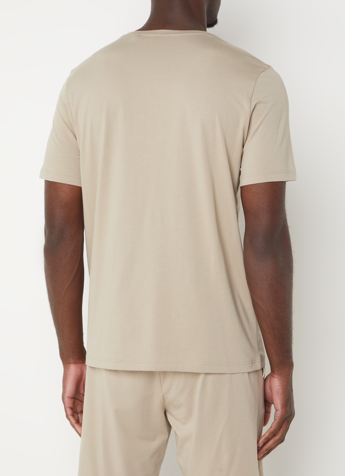 BOSS Pyjamatop met logo - achterkant beige