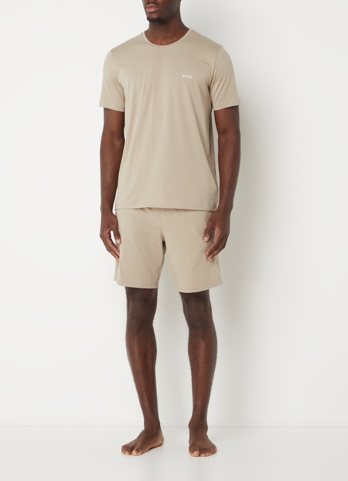 BOSS Pyjamatop met logo - voorkant 4 beige