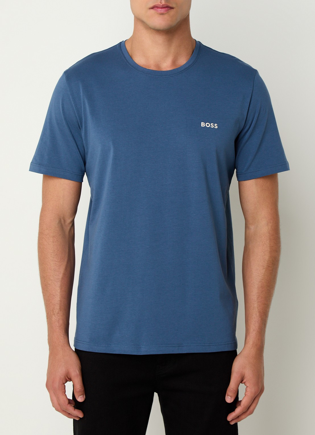 BOSS Pyjamatop met logo - detail staalblauw