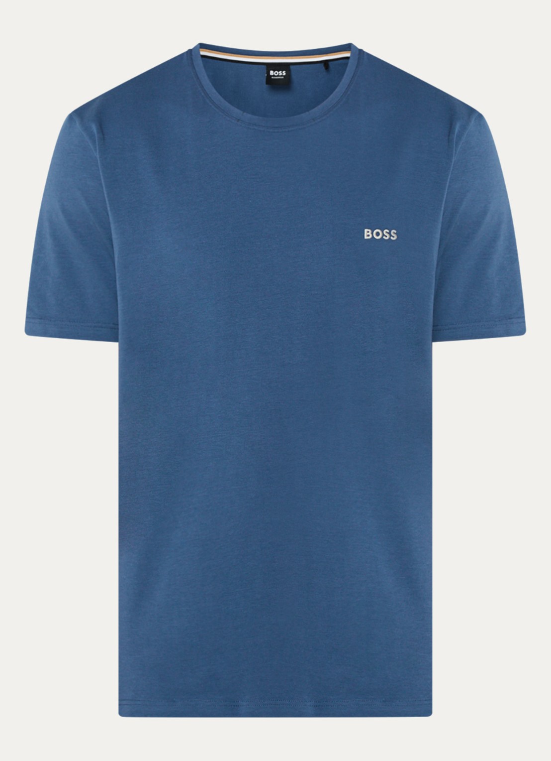 BOSS Pyjamatop met logo - voorkant 2 staalblauw