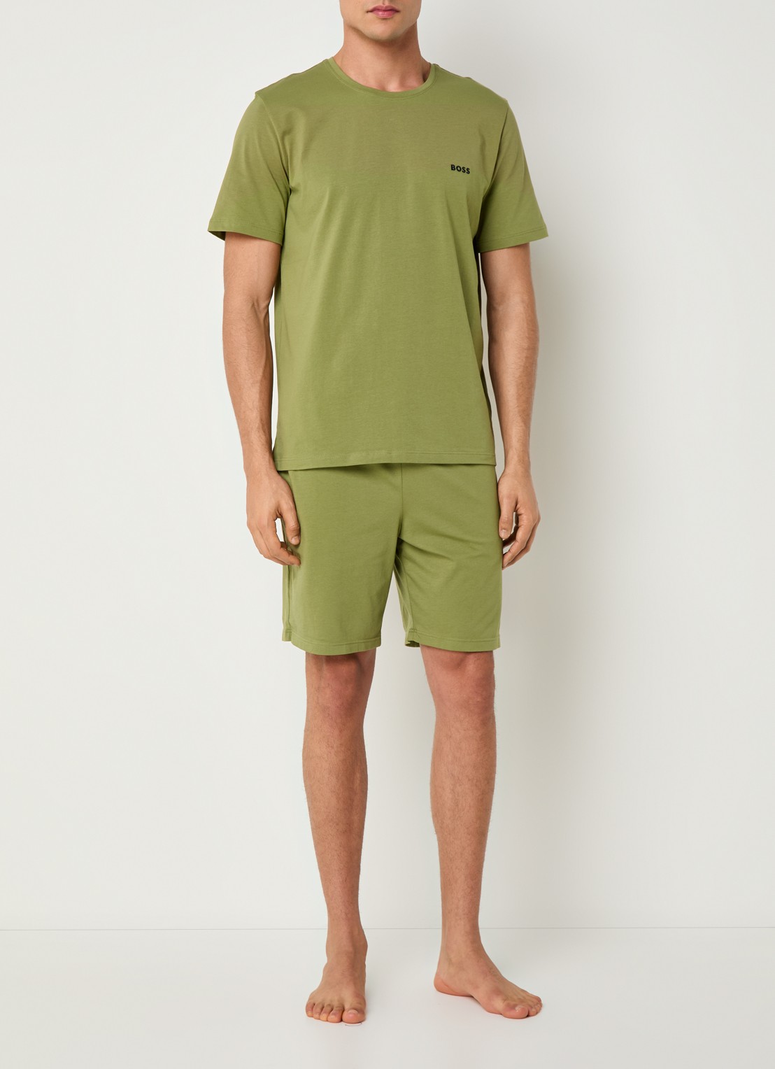 BOSS Pyjamatop met logo - voorkant 2 mosgroen