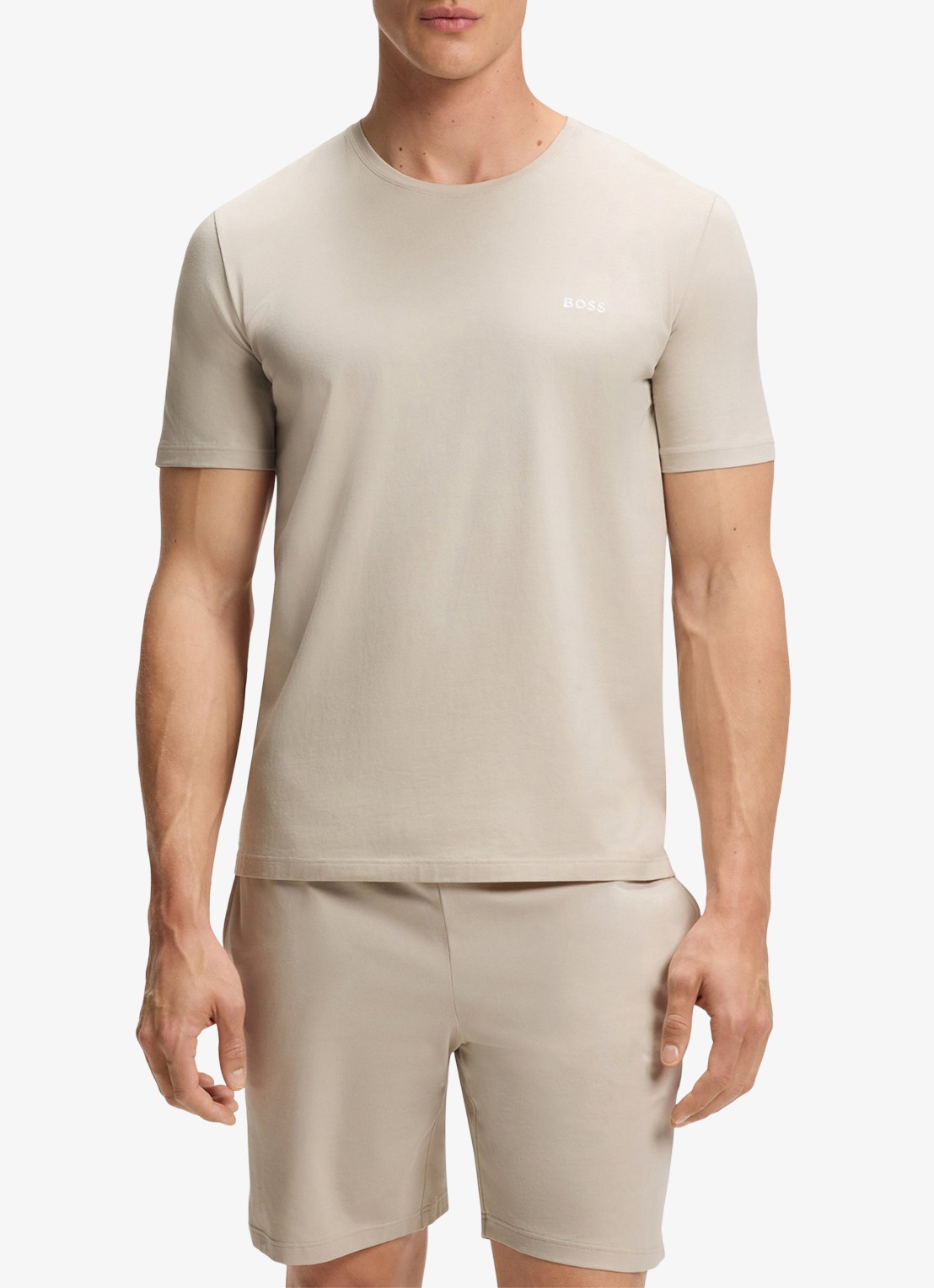 BOSS Pyjamatop met logo - detail 4 donkerbeige