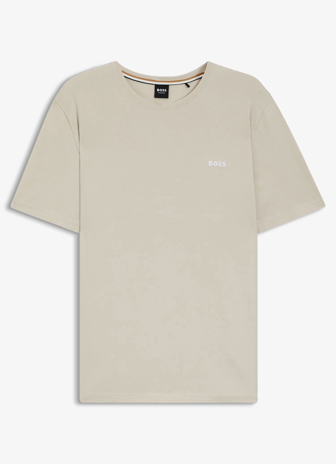 BOSS Pyjamatop met logo - voorkant 3 donkerbeige