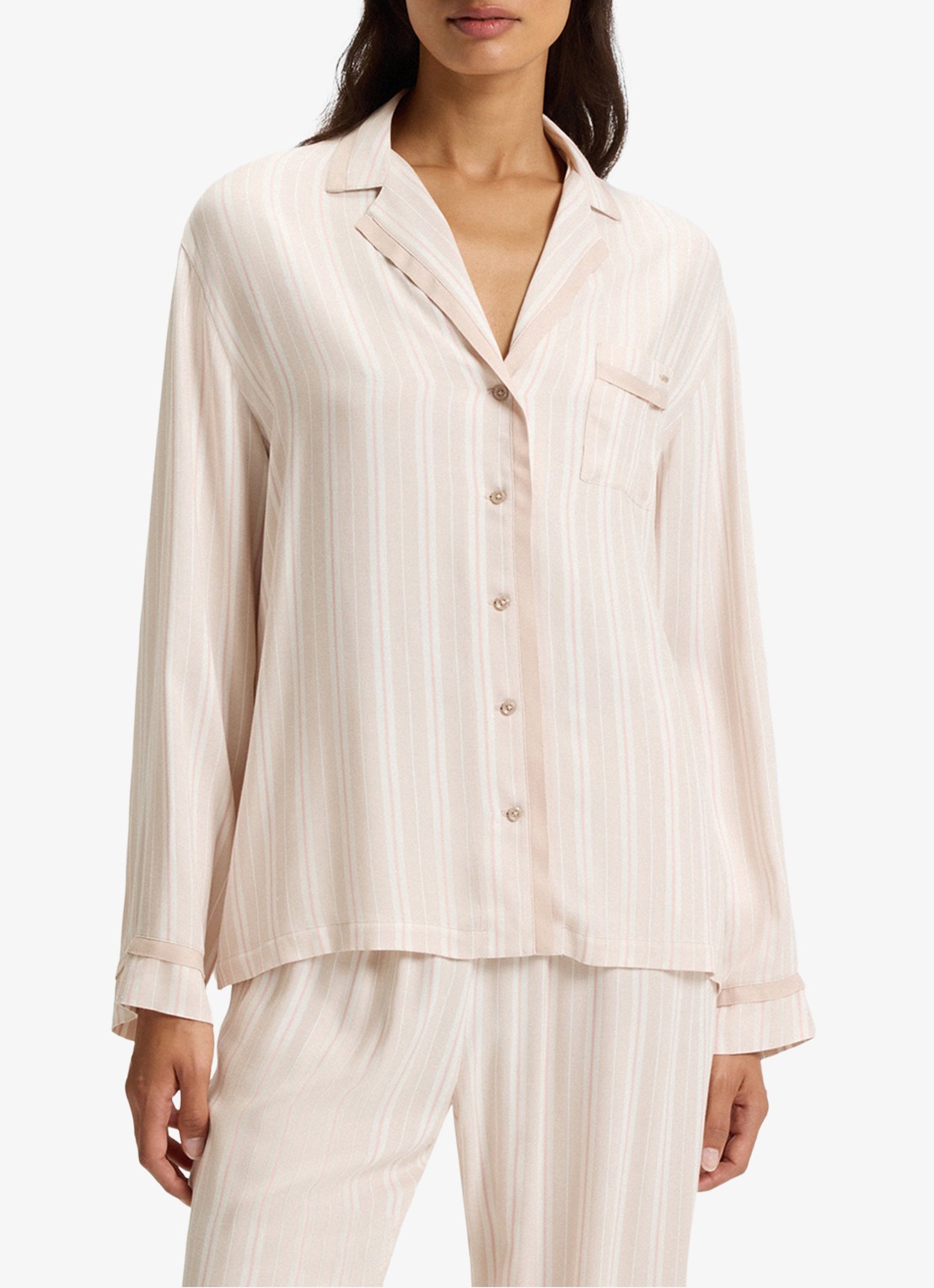 BOSS Pyjamatop met streepprint  - detail 4 lichtroze
