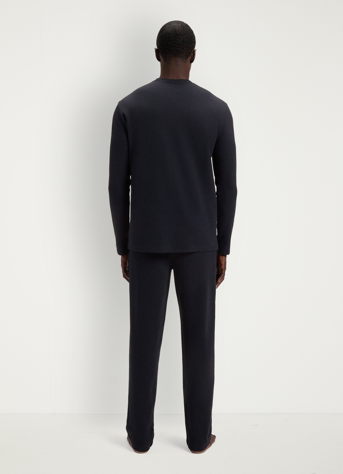 BOSS Pyjamatop met structuur en logo - achterkant 3 donkerblauw