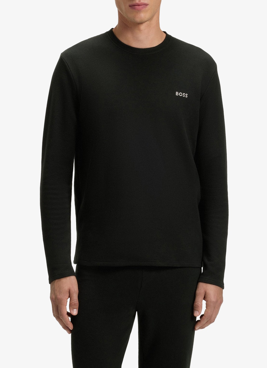 BOSS Pyjamatop met structuur en logo - detail 4 zwart