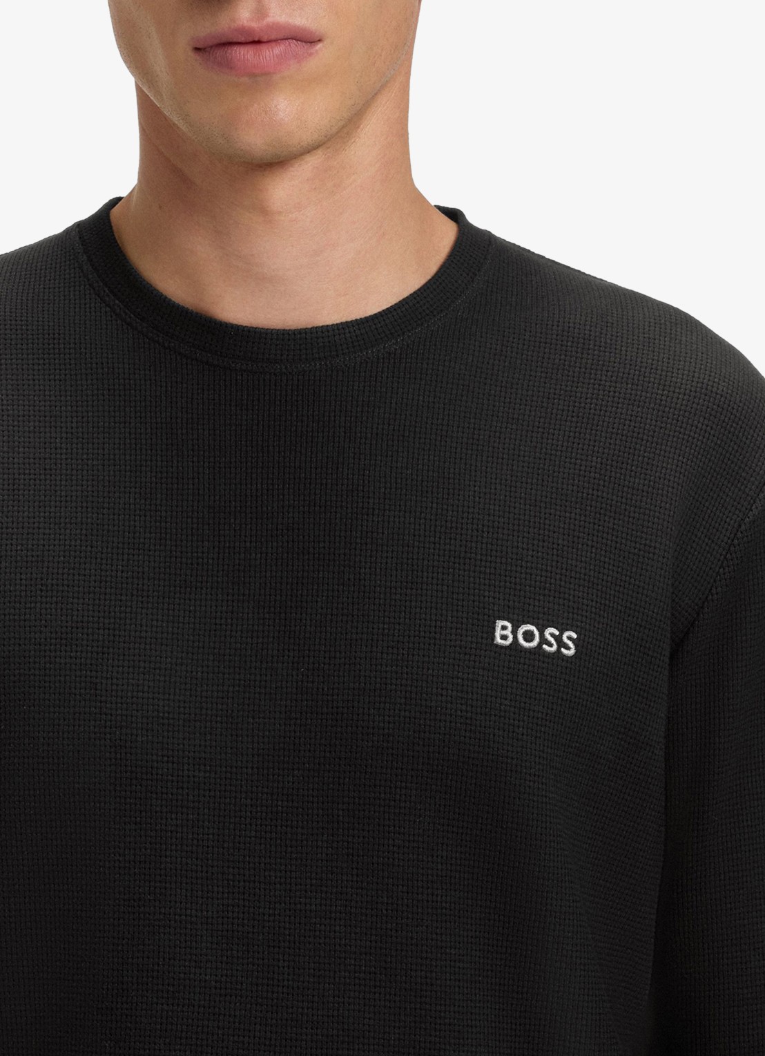 BOSS Pyjamatop met structuur en logo - detail 5 zwart