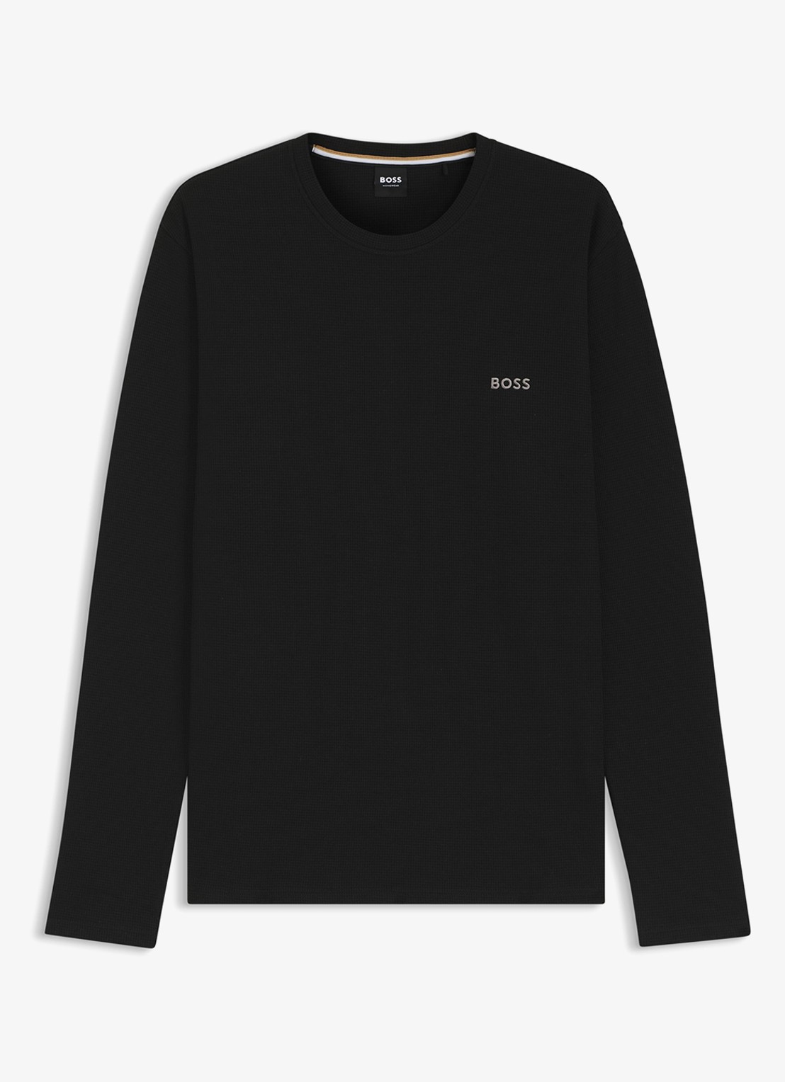 BOSS Pyjamatop met structuur en logo - voorkant 2 zwart