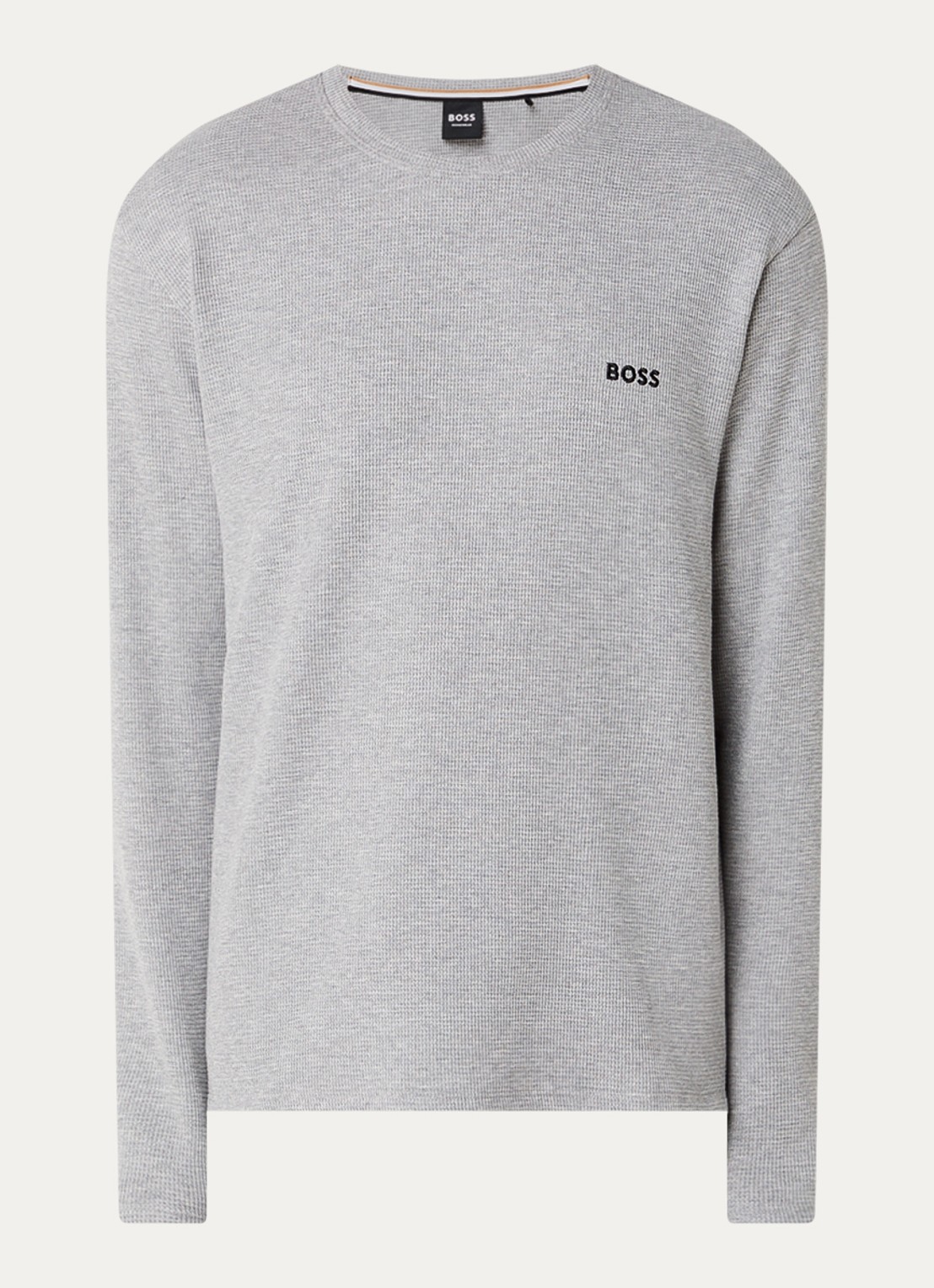 BOSS Pyjamatop met structuur en logo - voorkant grijsmele