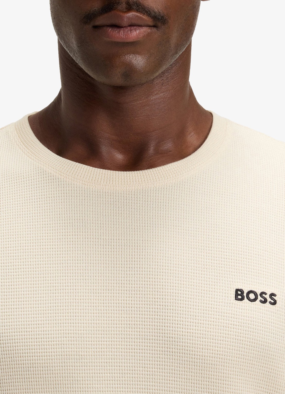 BOSS Pyjamatop met structuur en logo - detail 5 beige